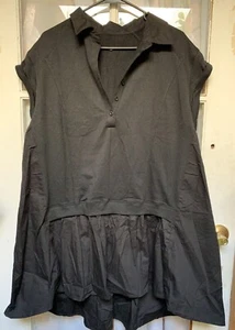 Women's Black Casual Summer Smock Mini Dress Top, Short Sleeves, Size XL. - Picture 1 of 3