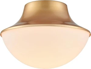 Modern Gold Semi Flush Mount Ceiling Light Fixture Brass Metal Round Bowl Shape - Picture 1 of 6