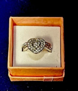 Heart Shaped Rhinestone Double Ring Set Size 8 1/2. # 756 - Picture 1 of 3