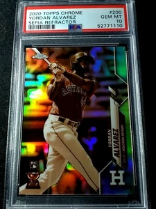 2020 Topps Chrome YORDAN ALVAREZ Sepia Refractor #200 RC PSA10 Gem Mint  - Picture 1 of 3