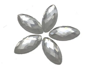 100 Clear Faceted Horse Eye Flatback Glass Crystal Rhinestone Gem 7X15mm No Hole - Picture 1 of 7