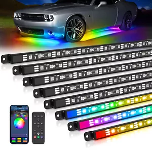 8PCS Underbody Multicolor Neon Light Strip, Chasing Color RGB+IC LED App &Remote - Picture 1 of 9