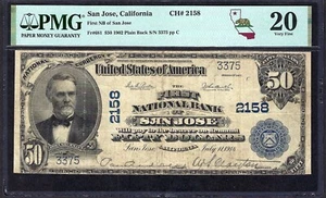 ๐บ๐ธ CA 1902 $50 โโ SAN JOSE, CALIFORNIA โโ PMG VERY FINE 20 SCARCE NOTE !!! - Picture 1 of 3