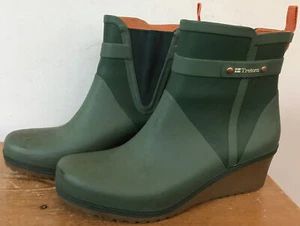Tretorn Plask Sea Spray Green Rubber Waterproof Rain Snow Wedge Boots 9.5 40 - Picture 1 of 6