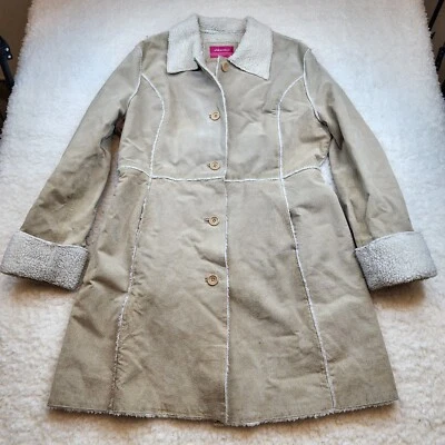 Vintage Xhilaration XL Genuine Leather Coat Sherpa Lined Stitching Frontier - Image 1 of 4