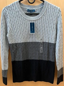 Karen Scott Cable Crew Smoke Gray-Gray-Black Women's Size Medium SAME DAY SHIP! - Picture 1 of 6