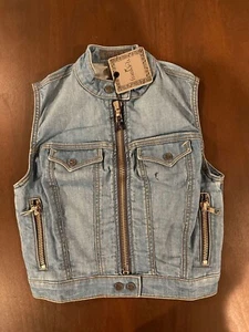VINTAGE Brand New NWT Frankie B Denim Blue Jean Vest Jacket Size 4 - Picture 1 of 6