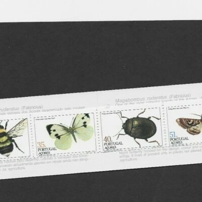Folleto AZORES sin explotar # 348B MNH F-VF "Insectos" 1 panel de 4 edición 1984 Foto 1 de 3