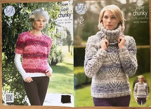 Ladies v lace panel jumper + cowl KNITTING PATTERN long + short King Cole 4289 - Picture 1 of 8