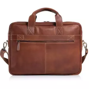 Bolso de cuero personalizado para computadora portátil - Bolso maletín de cuero genuino, bolso bandolera - Imagen 1 de 4