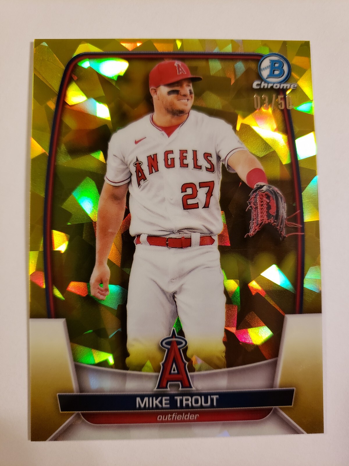 2023 Bowman Mike Trout Chrome Sapphire Yellow Refractor #03/50 #89 Los Angeles