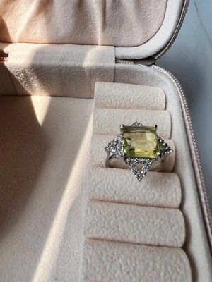 Anillo Piedras Preciosas Cuarzo Limón Natural Hecho en Plata 925 Regalo Aniversario Mujer Foto 1 de 4