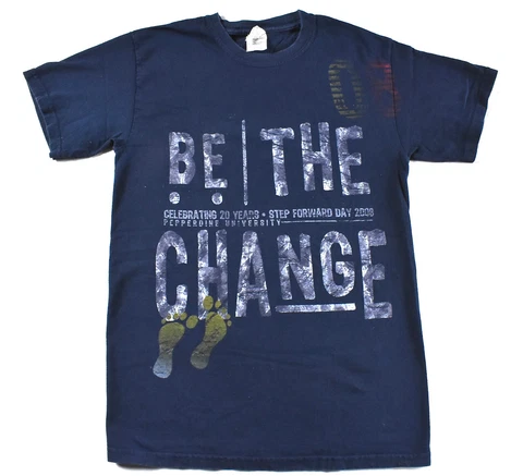 Pepperdine University T Shirt Malibu College Waves Be The Change 2008 Small Cover