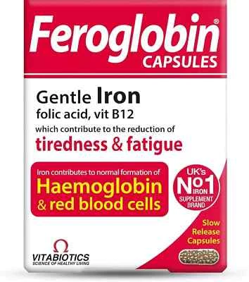 Vitabiotics Feroglobin Original B12 Gentle Iron, 30 Capsules, Gentle on Stomach Foto 1 de 4