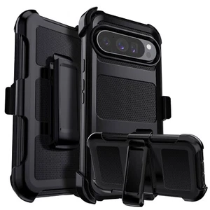 For Google Pixel 9/9 Pro/9 Pro XL Hybrid Rugged Case Cover Black / Belt Clip - Picture 1 of 46