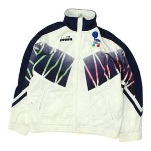 Chaqueta Diadora Blanca Italia 94 Copa Mundial Hombre | Top Chándal Vintage Años 90 De Colección - Imagen 1 de 3