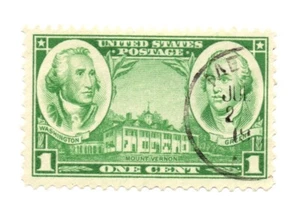 US Stamp Scott #785 1936 1c Army Washington & Greene Used Lightly Hinged - Picture 1 of 1