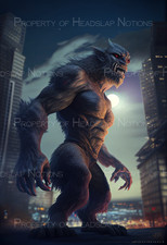 Strange Fantasy Artwork Mythical Creatures Unique Wall Art Werewolf City A928