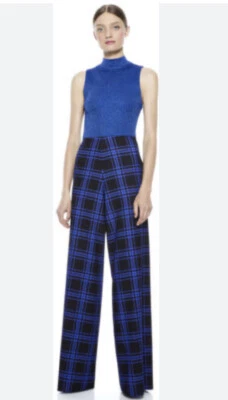 Calça listrada xadrez azul Alice and Oliva Athena tamanho 4 - Imagem 1 de 3