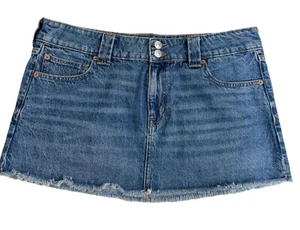 American eagle Low Rise Mini Denim skirt fray Y2K Britney sz 12 - Picture 1 of 7