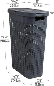 Slim Laundry Hamper Basket With Lid For Small Spaces Thin Narrow Compact Room - Picture 1 of 6