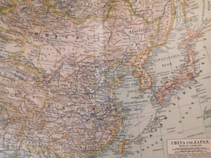 1895 CHINA JAPAN Vintage Map Mongolia East Asia ORIGINAL 11.5 x 9.5 Color C17-6 - Picture 1 of 3