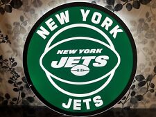 NEW EVERGREEN NEW YORK JETS NFL FOOTBALL LED XL ROUND WALL HANGING DECOR 23 X 23