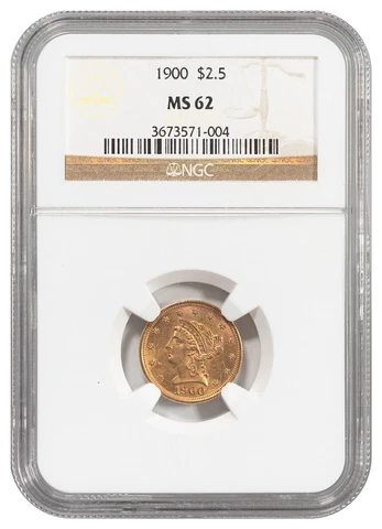 1900 Liberty Head $2.5 Gold Quarter Eagle NGC MS62 Cover