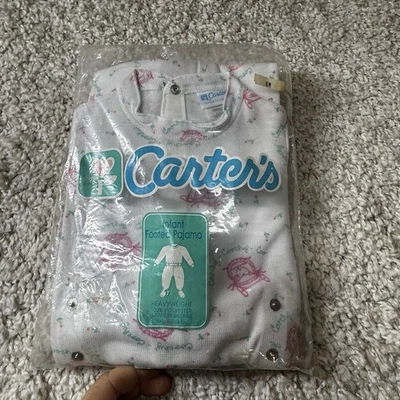 Pijama Vintage Carters Floral Niño Pequeño Pies Blanco Talla 6M Antiguo Stock Hecho en EE. UU. Foto 1 de 4