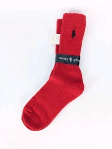 NEW Vintage Polo Ralph Lauren Thick Calf High Socks Red Made in USA Cotton - Picture 1 of 4