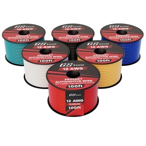 Cavo Elettrico 12 Gauge Confezione da 6 - 100ft Rivestito in Rame per Auto, Illuminazione, Audio - Foto 1 di 7