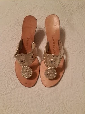 Женские сандалии-стринги Jack Rogers размер 8,5, металлик золото кожа - Изображение 1 из 4