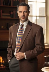 Tallia Blazer Herren 50R Paisley Ellenbogen Patch Kragen Wolle Sport Mantel Anzug Jacke - Bild 1 von 15