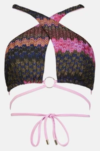 Top de bikini River Island texturizado cuello halter - Imagen 1 de 7