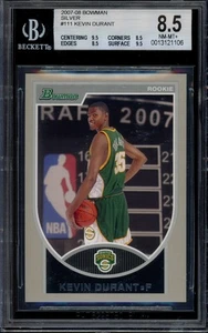 2007 Bowman #111 KEVIN DURANT Silver Rookie #/199 BGS 8.5 w/ 9.5 Centering RC - Picture 1 of 2