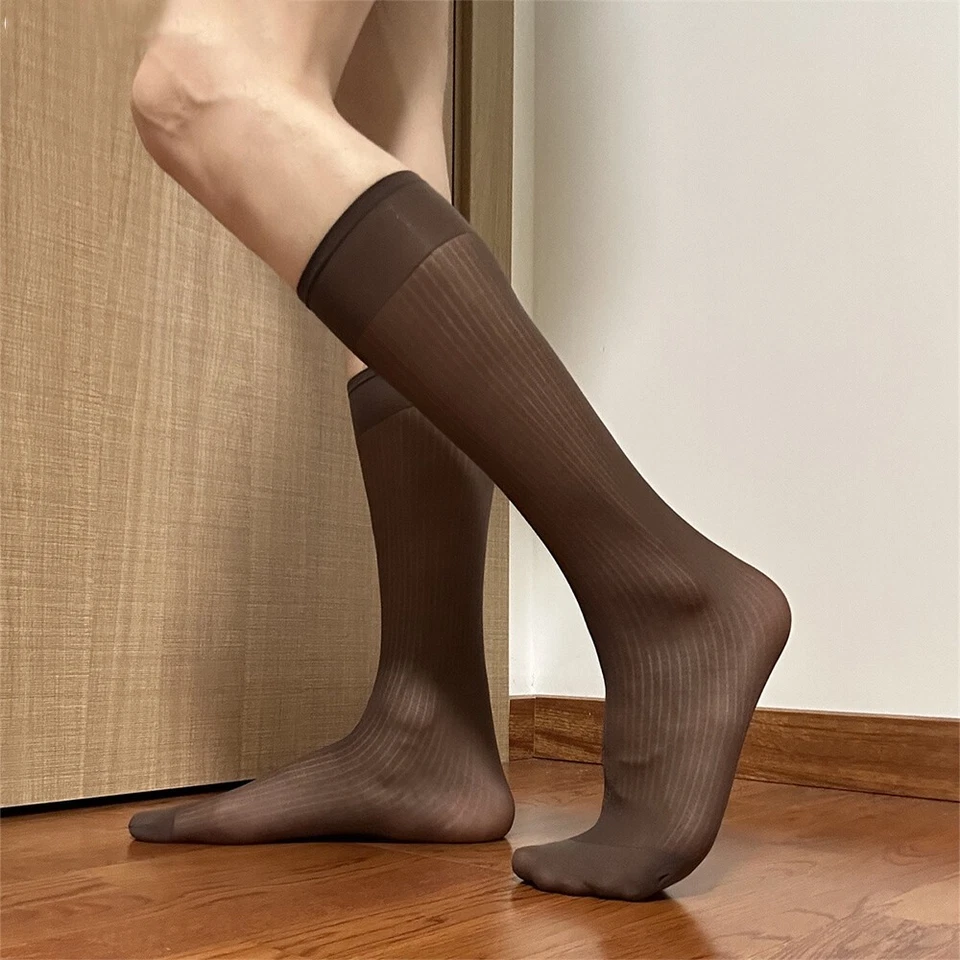 Thin Dress Socks Silk Sheer Formal Business Nylon Over the Calf Long Socks† - Image 1 of 4