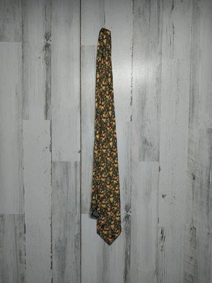The Disney Store Men's Necktie Tie Silk Winnie the Pooh Acorn Leaves Made Italy Foto 1 de 4