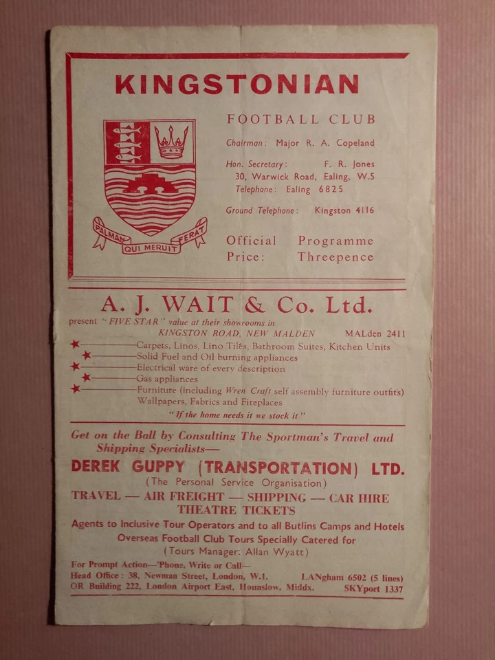 Kingstonian v Leatherhead, F.A. Cup, 1964/5 - Image 1 of 1