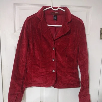 Chaqueta Jeans Kikit Vintage Mediana Roja Pana Decorativa Botón Detalle A42 Foto 1 de 4