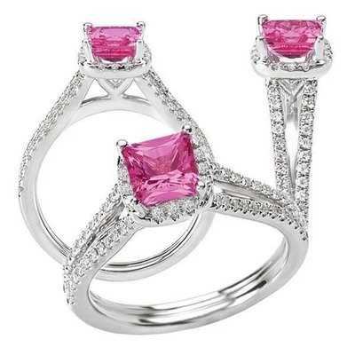 Anello di fidanzamento in argento sterling 925 con diamanti creati in... - Immagine 1 di 4