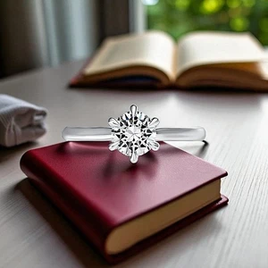 IGI Lab Created 950 Platinum Diamond Woman Engagement Ring 1.00 Ct Round Cut VS2 - Picture 1 of 7