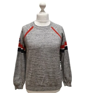 Superdry Pullover Sweatshirt Crew Neck Grey Spell Out Cotton Women's M 10 eu 38 - Picture 1 of 7