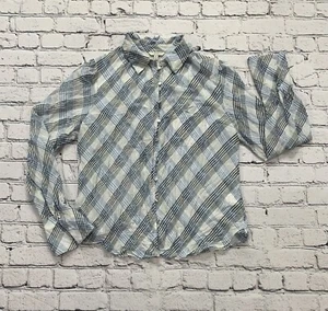 Joie Malcah Semi Sheer Blue/ Black Plaid Silk Shirt in Porcelain Women’s M - Picture 1 of 20