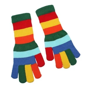 Frauen Mädchen süße Regenbogen Streifen Handschuhe gestrickt Touchscreen Finger lange Handschuhe - Bild 1 von 18