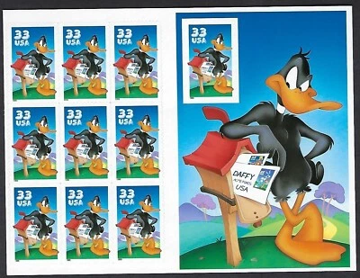 3306 MNH sheet of 10, 33-cent stamps featuring Daffy Duck - Image 1 of 2