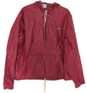 IZOD LACOSTE Windbreaker MENS Size L Large Hoodie Hood Pullover Burgundy Nylon - Picture 1 of 7