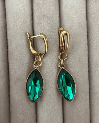 Marquise Crystal Glass Dangle Earrings, Formal Drop Earrings, Classic Jewellery - image 1 of 4