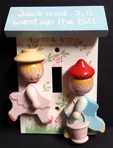 Vintage Irmi Wooden Jack and Jill Light Switch Plate Cover Nursery Decor 5"h - Picture 1 of 6