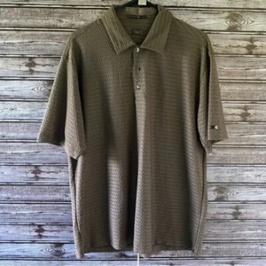 Tiger Woods Men's Short-Sleeved Polo Shirt Size L Brown Taupe Textured Logo - Picture 1 of 7