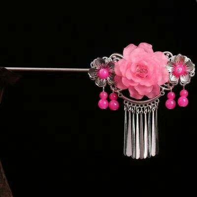 Tocado con horquilla y borla Hanfu para mujer antigua de 1 pieza Foto 1 de 4